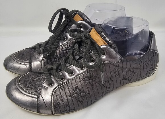 Louis Vuitton Shoes - Louis Vuitton Silver Metallic Monogram Tennis Stitch Sneakers Sz EU 36.5 US 6.5